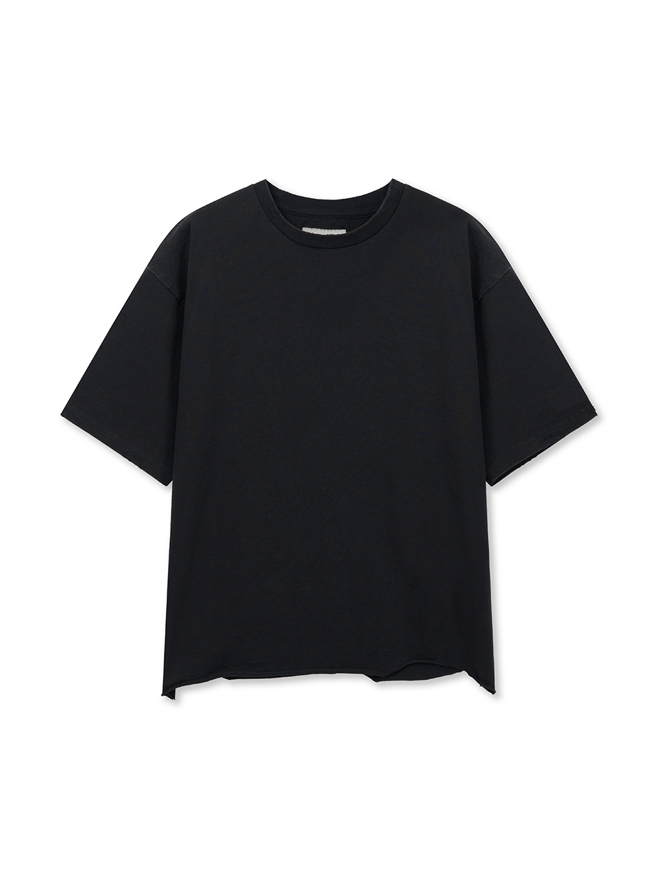 粗裁設計塗鴉印花上衣 黑色