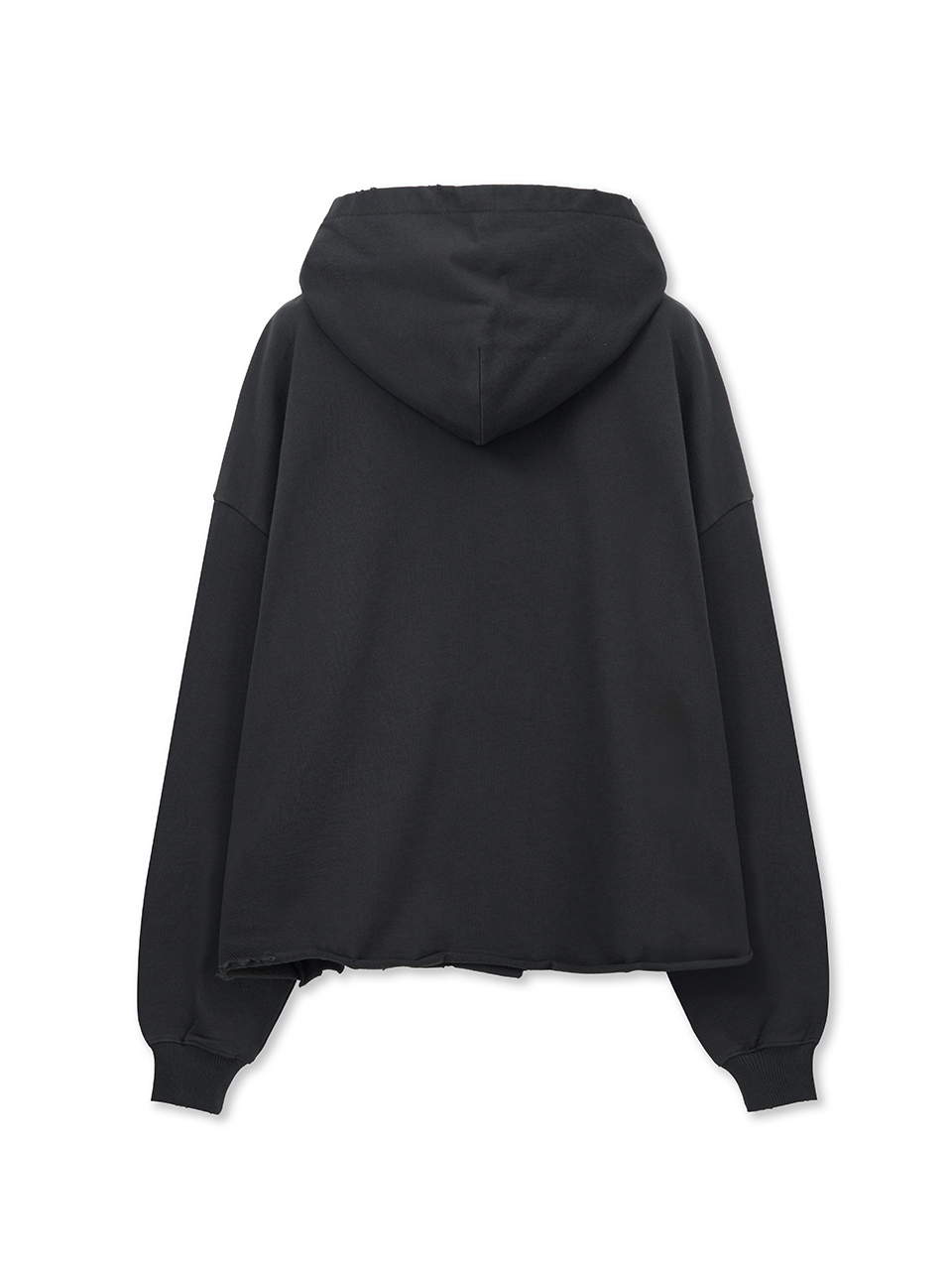 不修邊下擺連帽T 炭灰