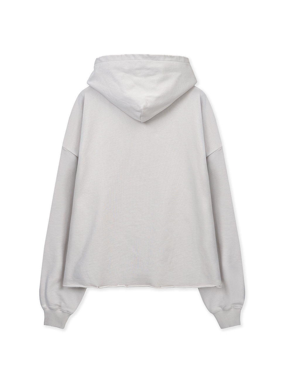 不修邊下擺連帽T 淺米色