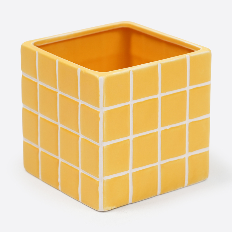 SP 附底盤花盆/黃 12cm