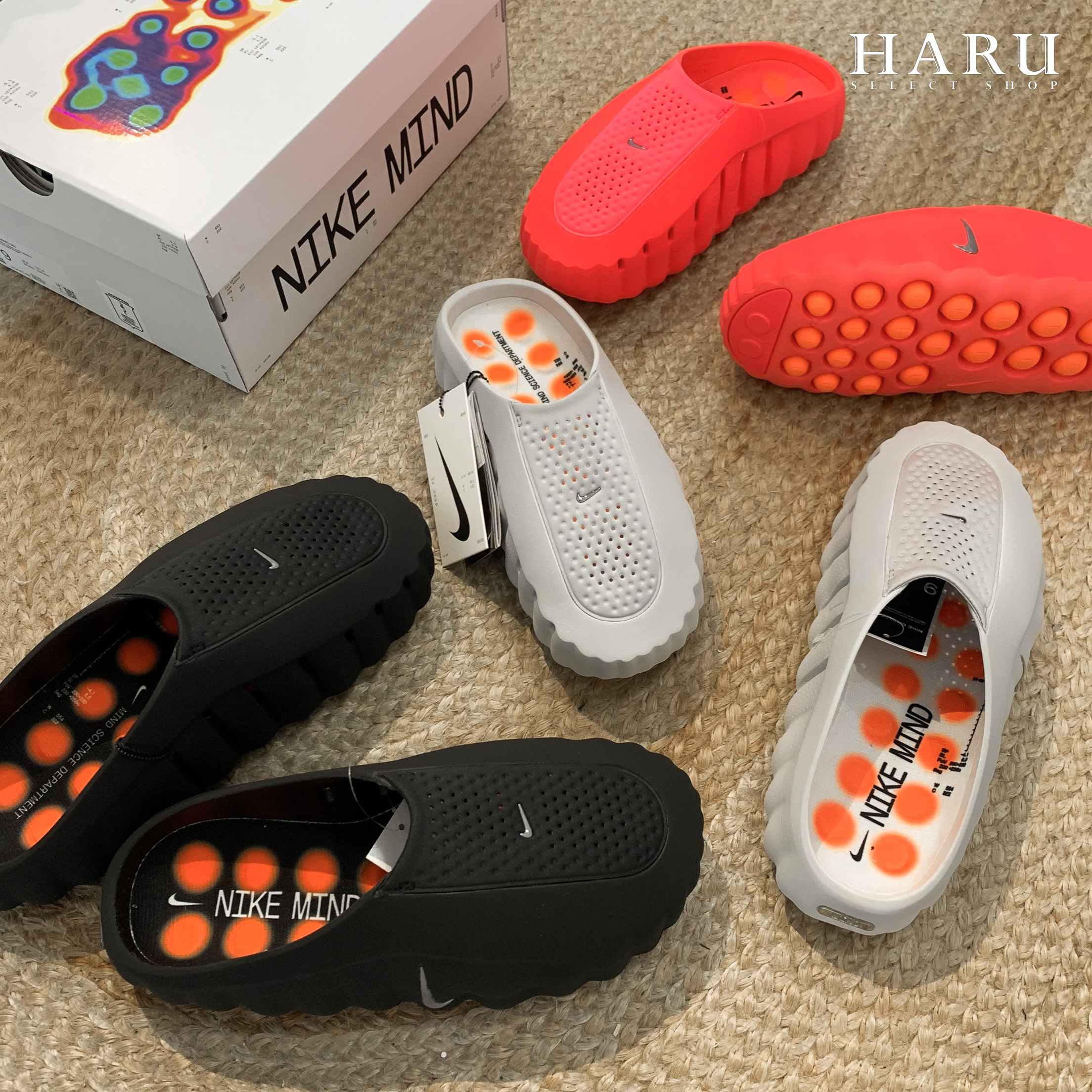 Nike Mind 001 賽前穆勒鞋 灰色 黑色 橘紅 恢復鞋 科技 未來 拖鞋 懶人拖 HQ4307-003-001-600