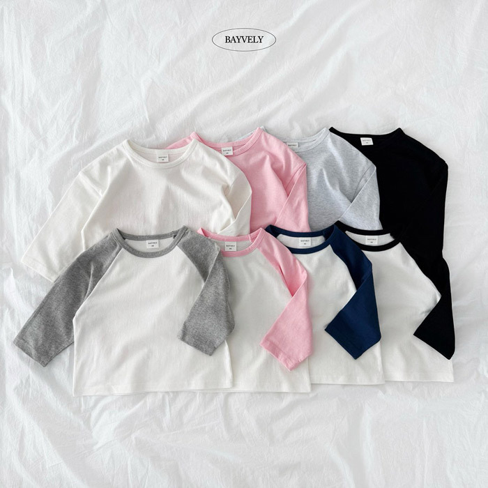 正韓春Bayvely 四色1+1一次擁有拼袖素色大學t兩件組
