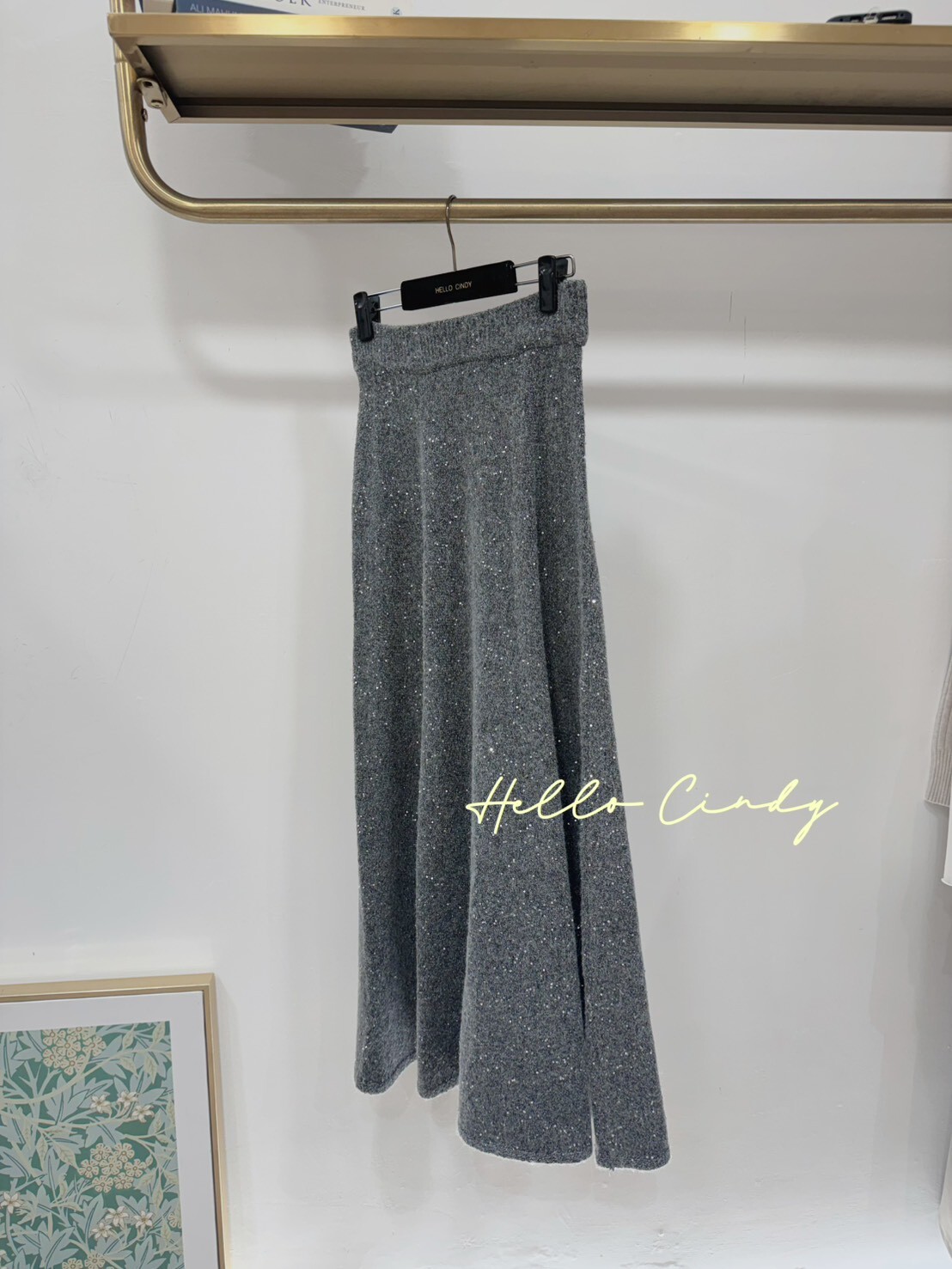 B01099 Cindy大推的超美微亮片毛感顯瘦針織毛長裙