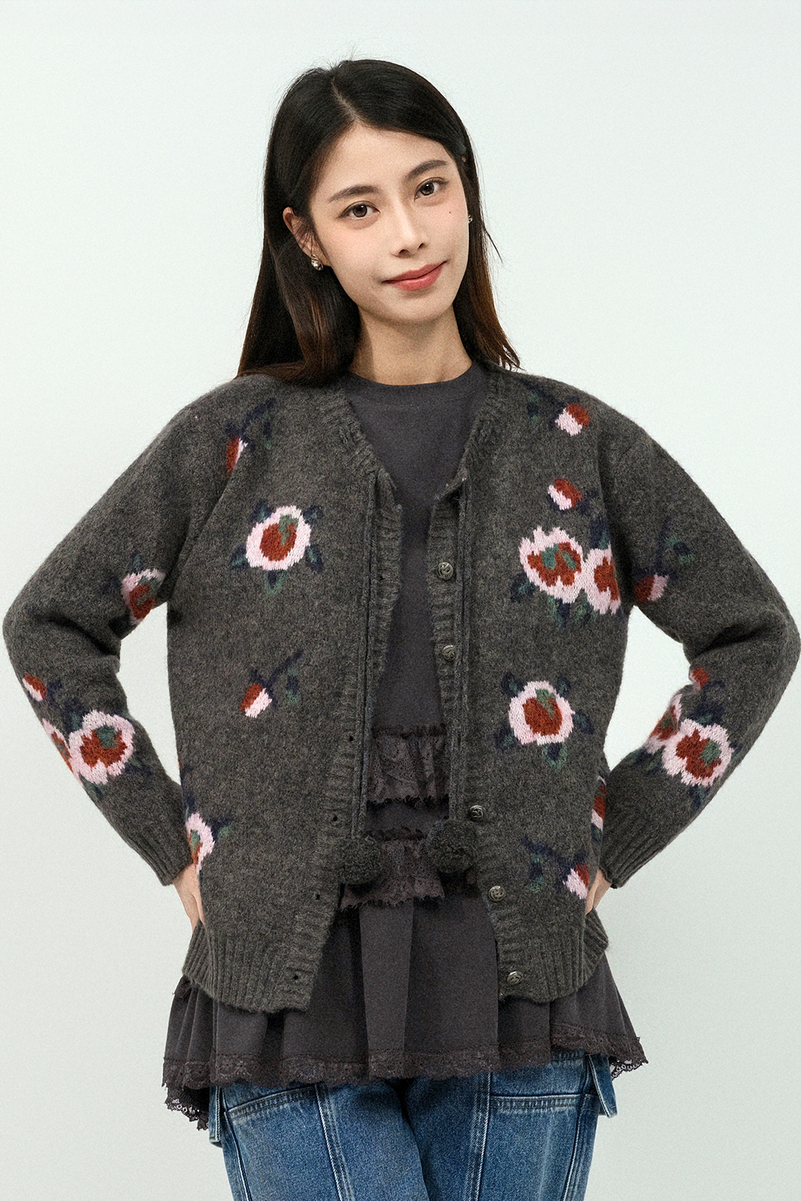 花花織花波波繩cardigan（預購產品）