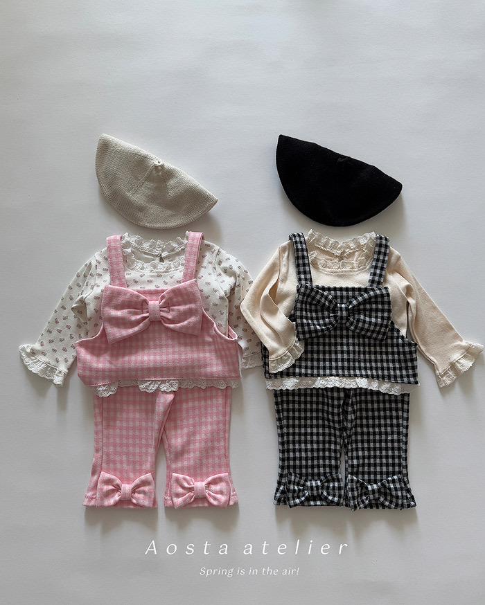 正韓春aosta 三色格紋蝴蝶結背心