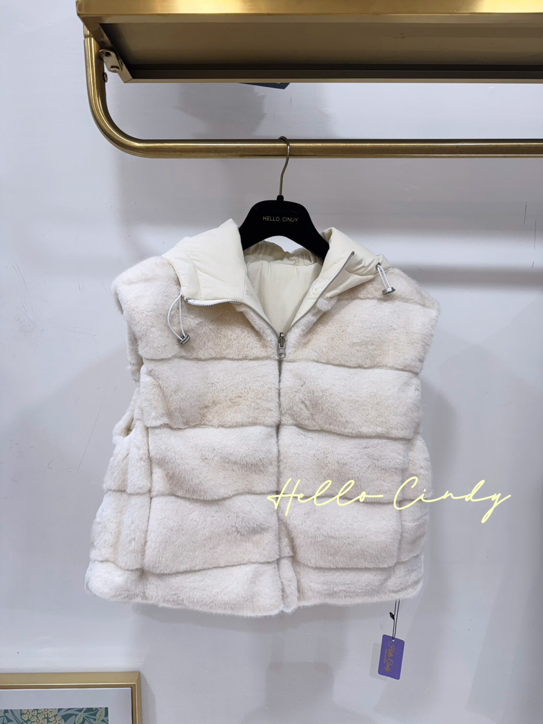 B01075 韓國設計師同款可兩面穿的仿貂毛質感背心（Cindy自留推薦）