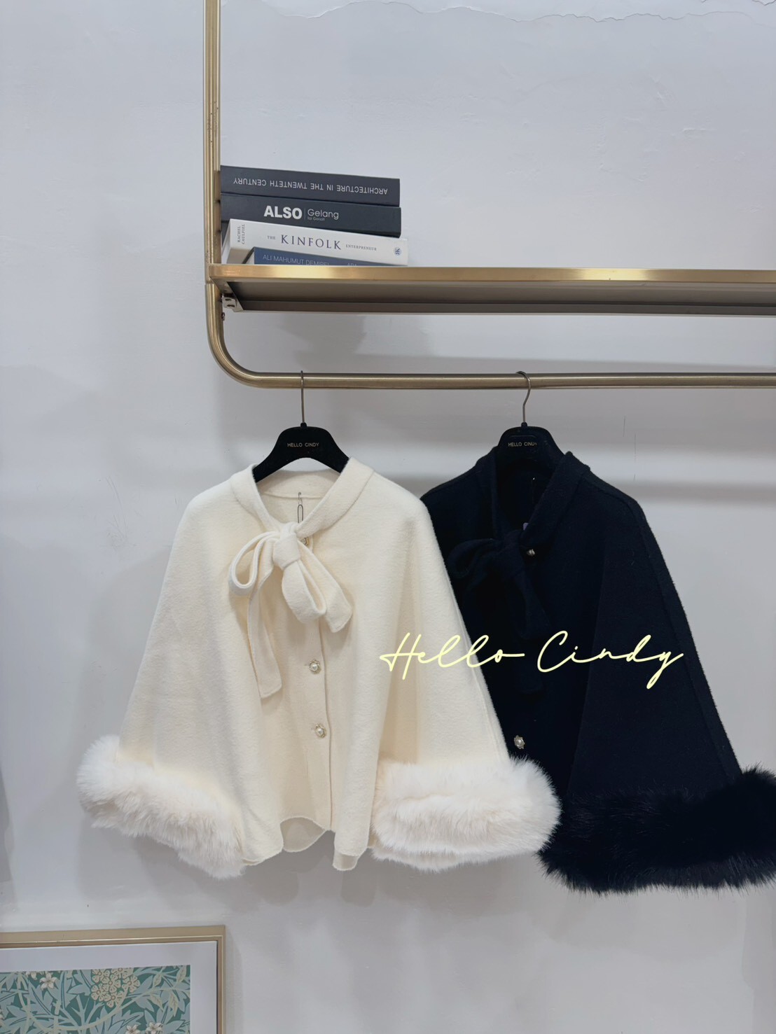 B01073 財閥千金款毛毛袖斗蓬外套