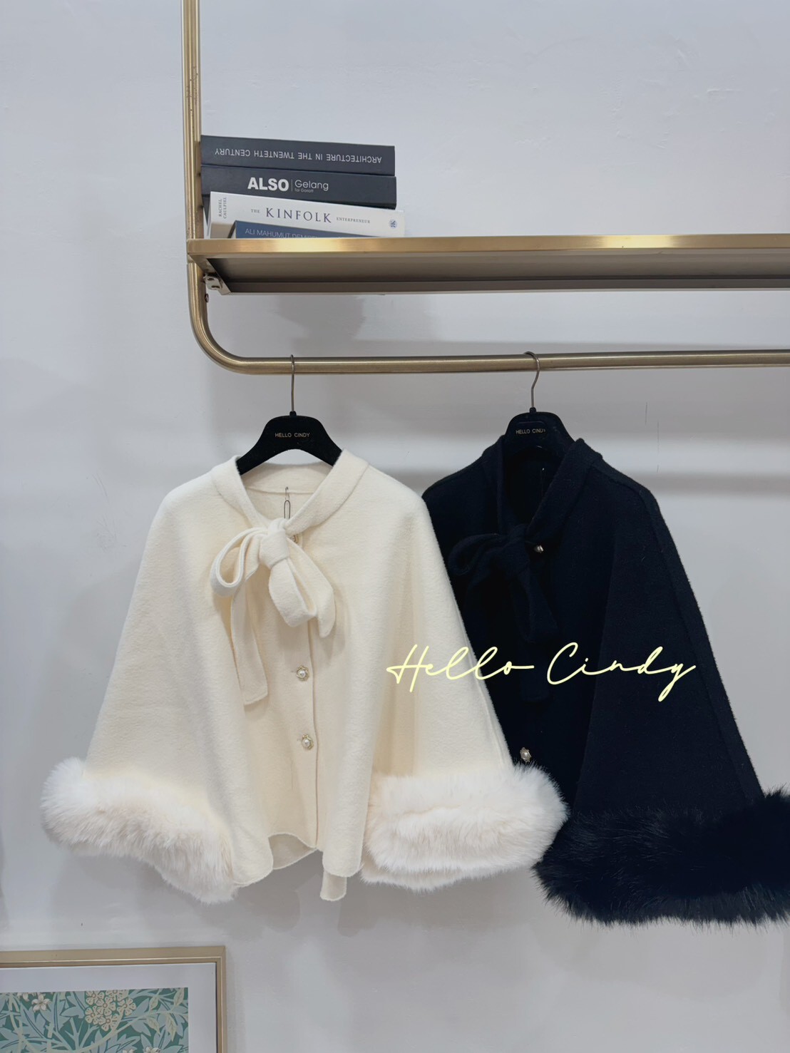 B01073 財閥千金款毛毛袖斗蓬外套
