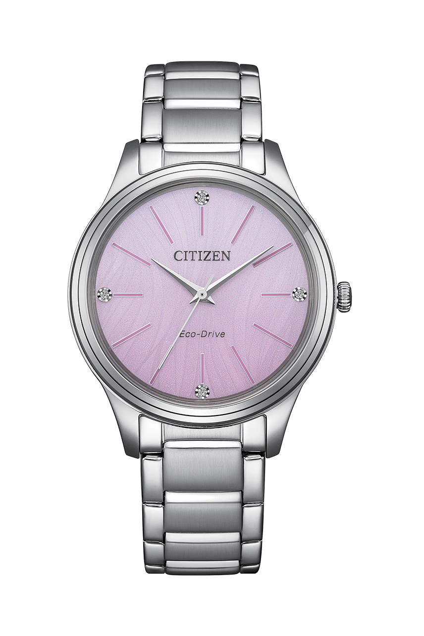 行貨 星辰 Citizen Eco-Drive EM1220-58Y 粉藍色錶盤, EM1220-58X 粉紅色錶盤 ,不鏽鋼光動能女士手錶