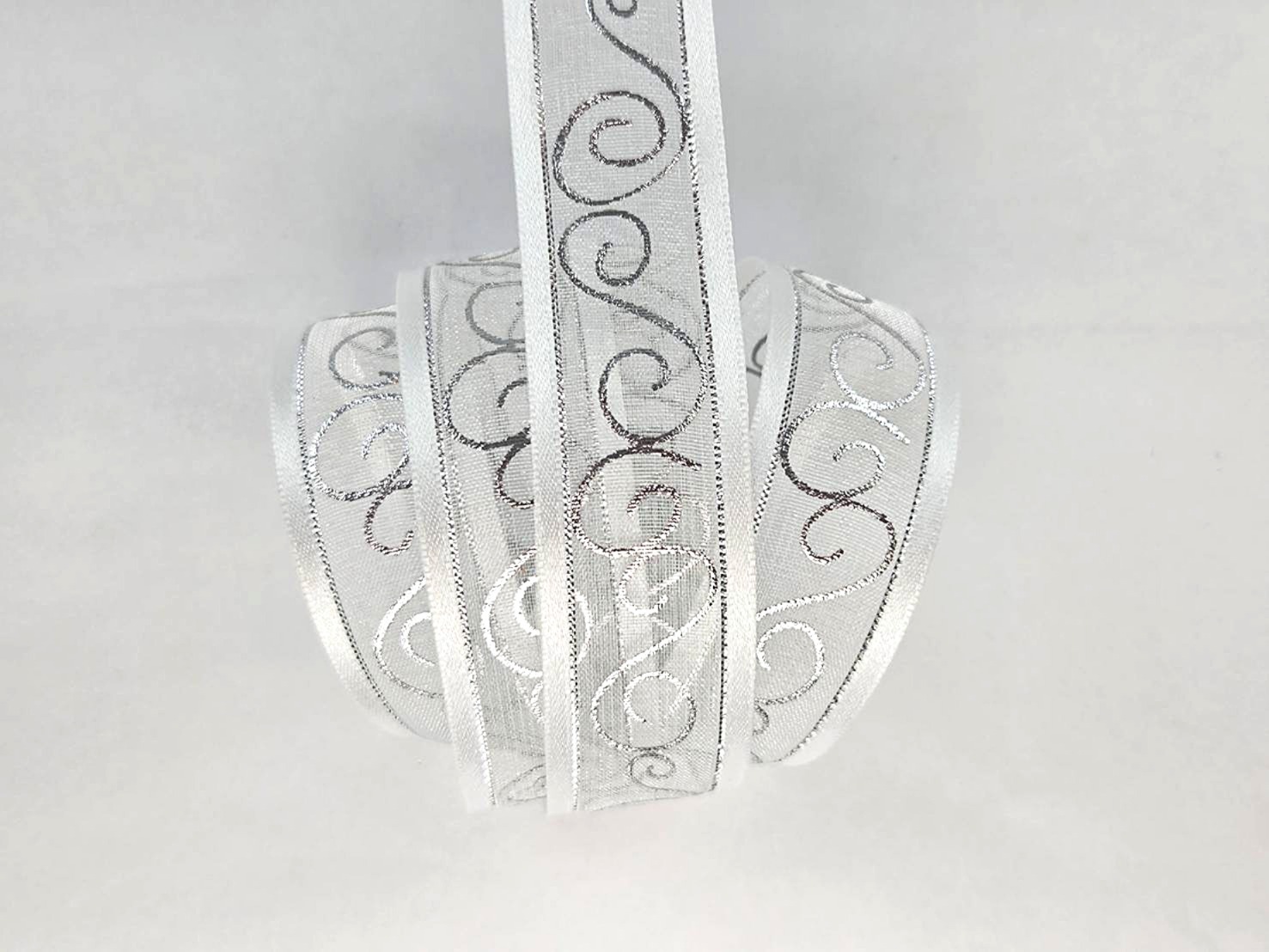 燙金捲曲/緞邊網紗/22mm