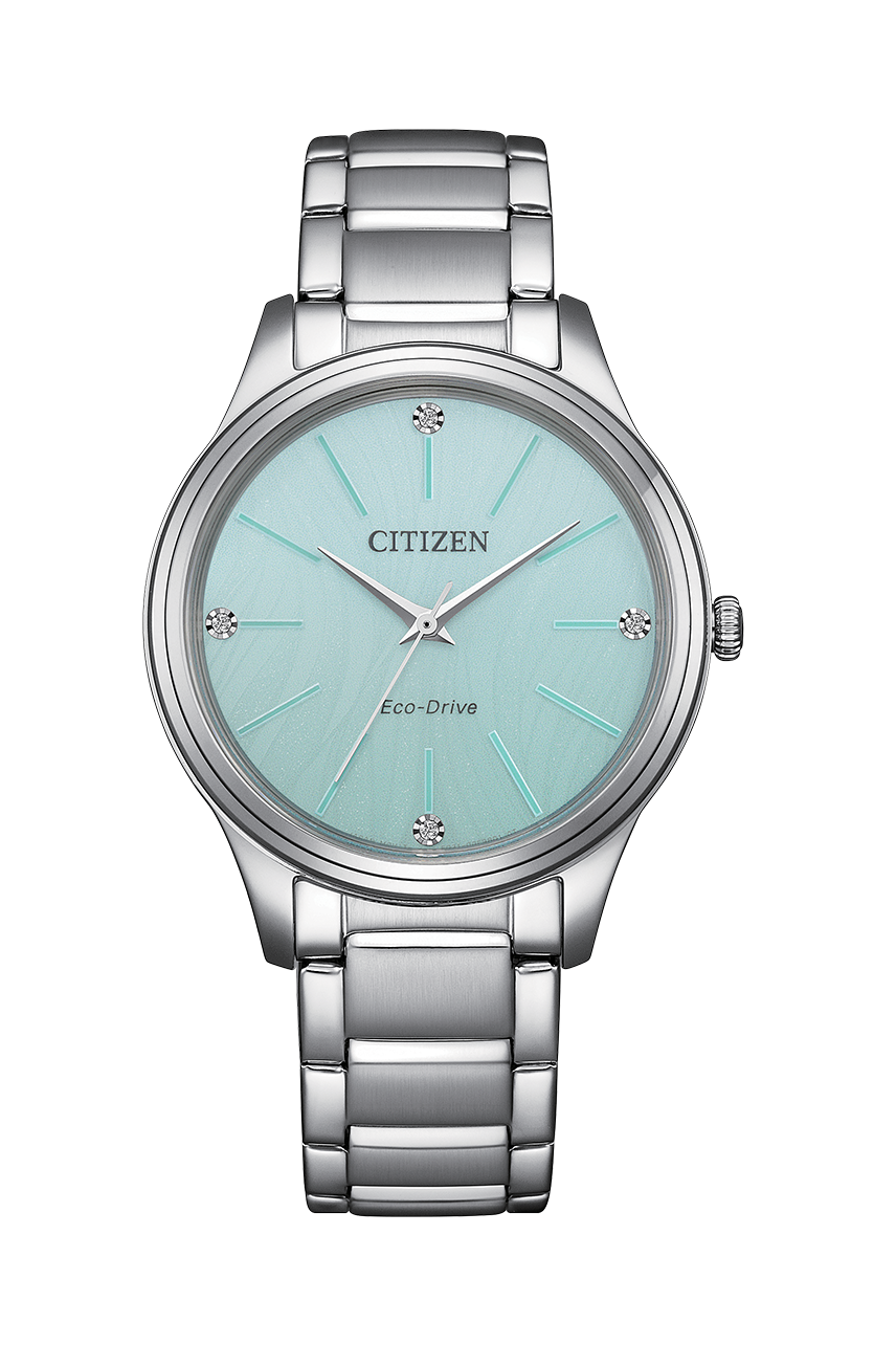 行貨 星辰 Citizen Eco-Drive EM1220-58Y 粉藍色錶盤, EM1220-58X 粉紅色錶盤 ,不鏽鋼光動能女士手錶