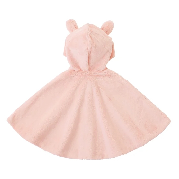 兔兔嬰兒連帽斗篷-粉