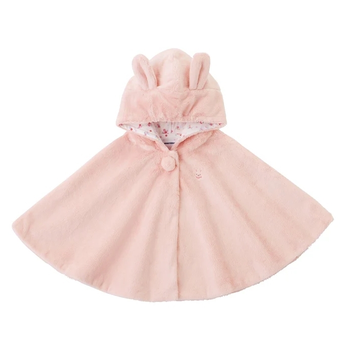 兔兔嬰兒連帽斗篷-粉