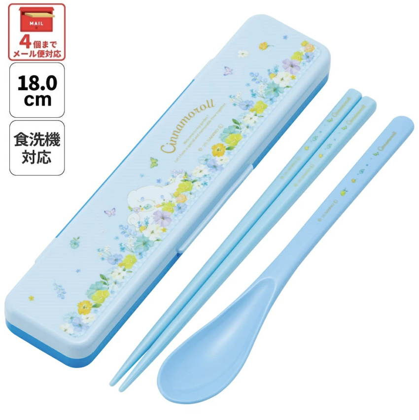 日本製 Skater 18 CM 銀離子筷子匙羹套裝 - Cinnamoroll