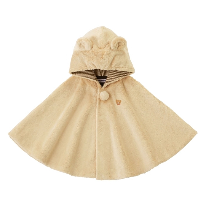 熊熊嬰兒連帽斗篷-淺褐