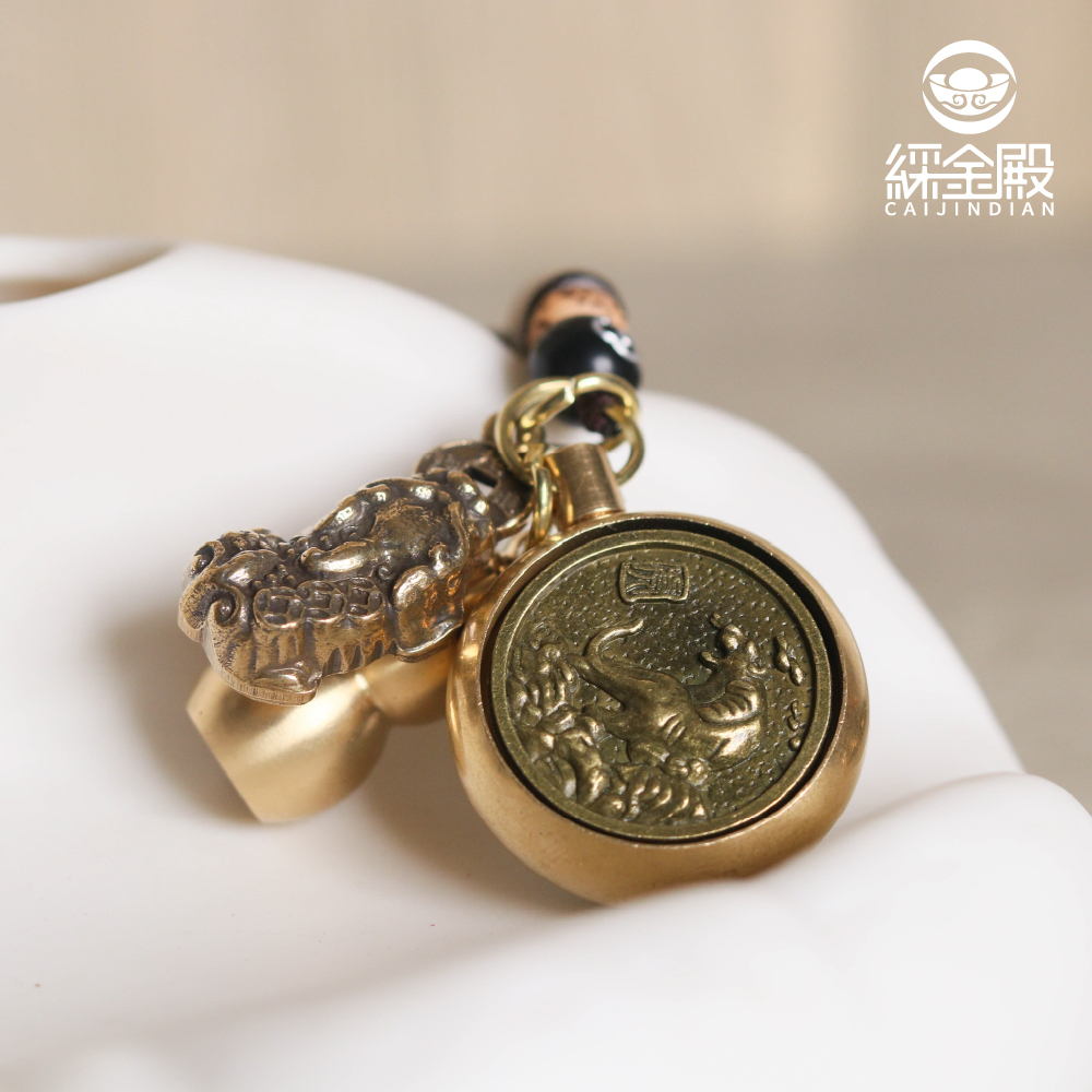 生肖虎-夜光琉璃十二生肖本命佛黃銅吊飾｜虛空藏菩薩｜掛件｜護身｜生肖｜轉運【綵金殿】