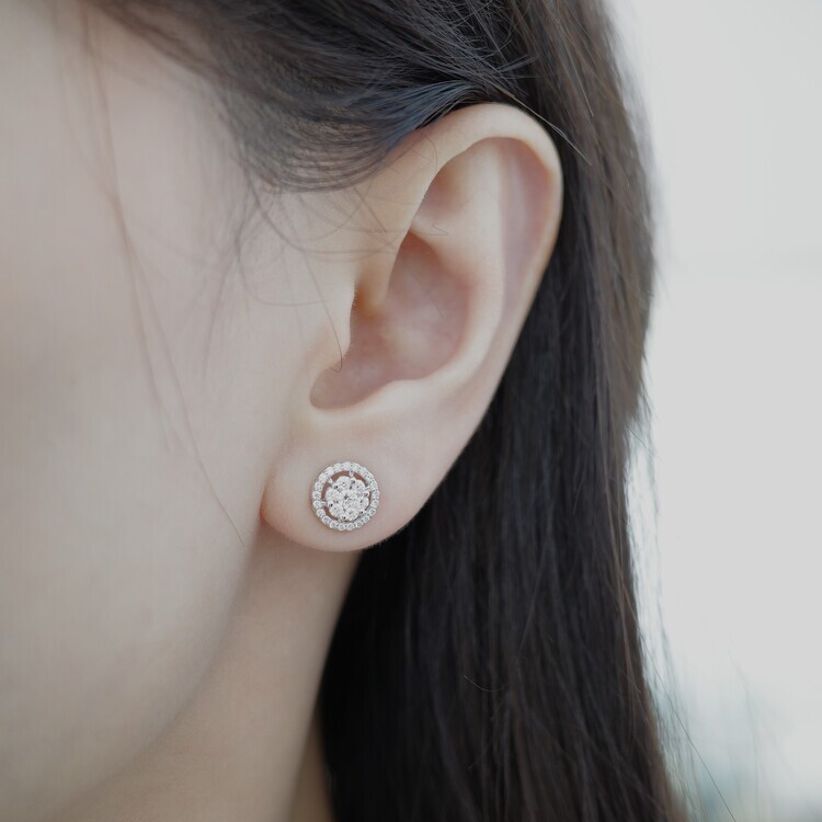砌款鑽石耳環