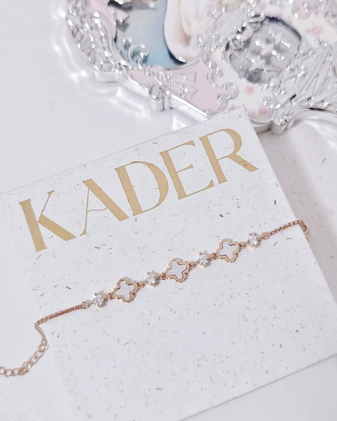 KADER 卡蒂羅 四葉草 幸運手鍊 銀色 925銀 鑲銀 水鑽