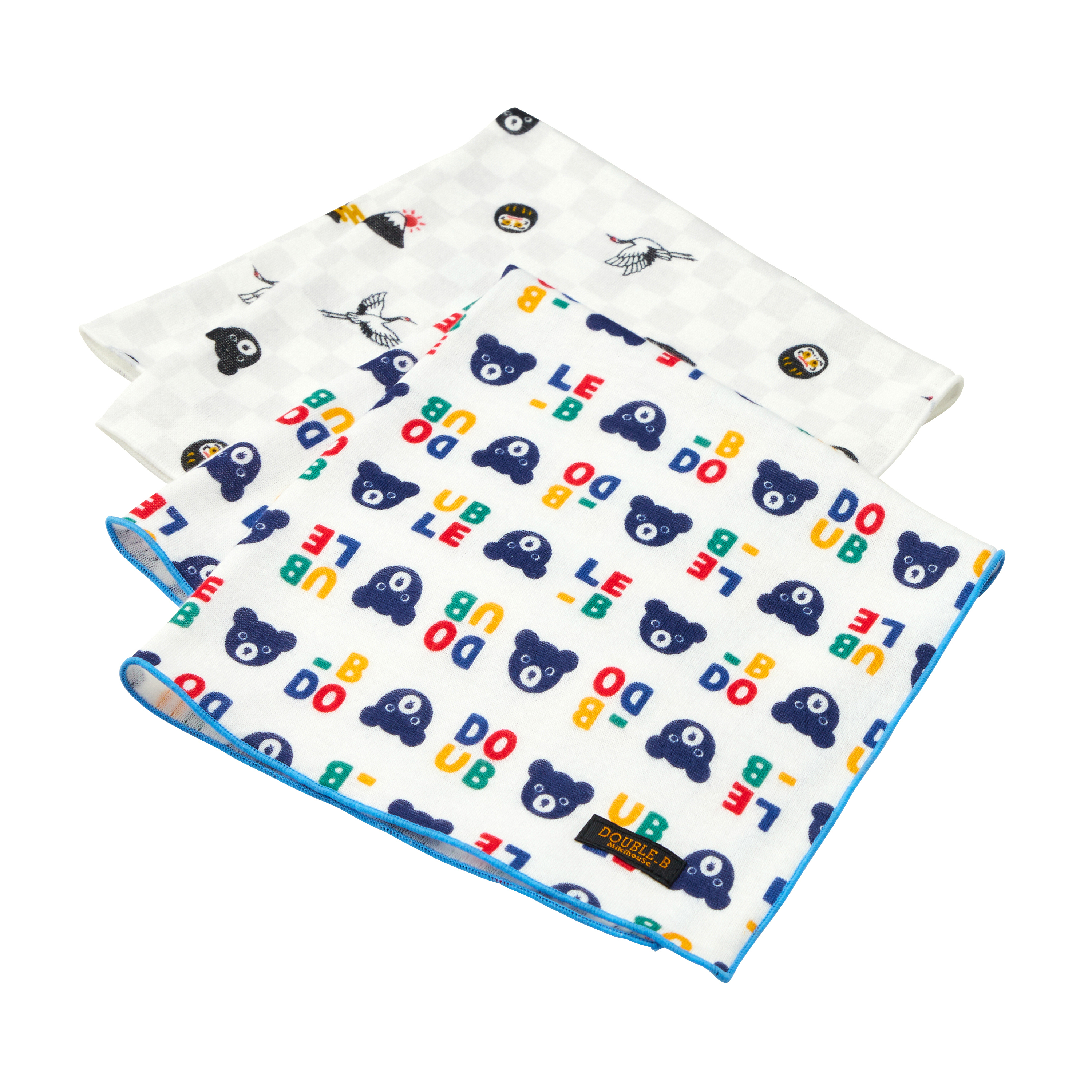 針織紗布印花手帕(二件組)-DOUBLE_B