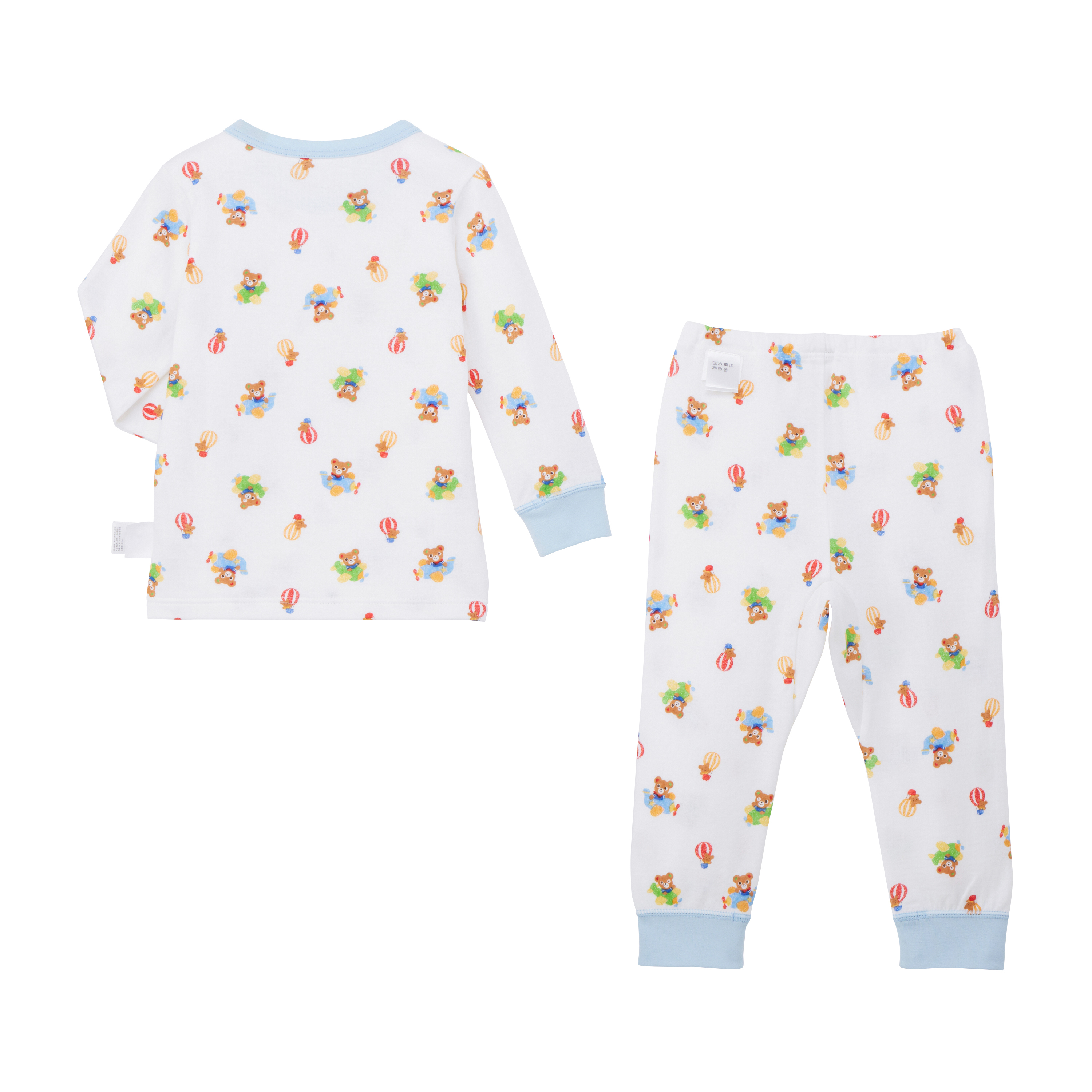 普吉熊飛機-PUREVEIL針織紗布睡衣組-白