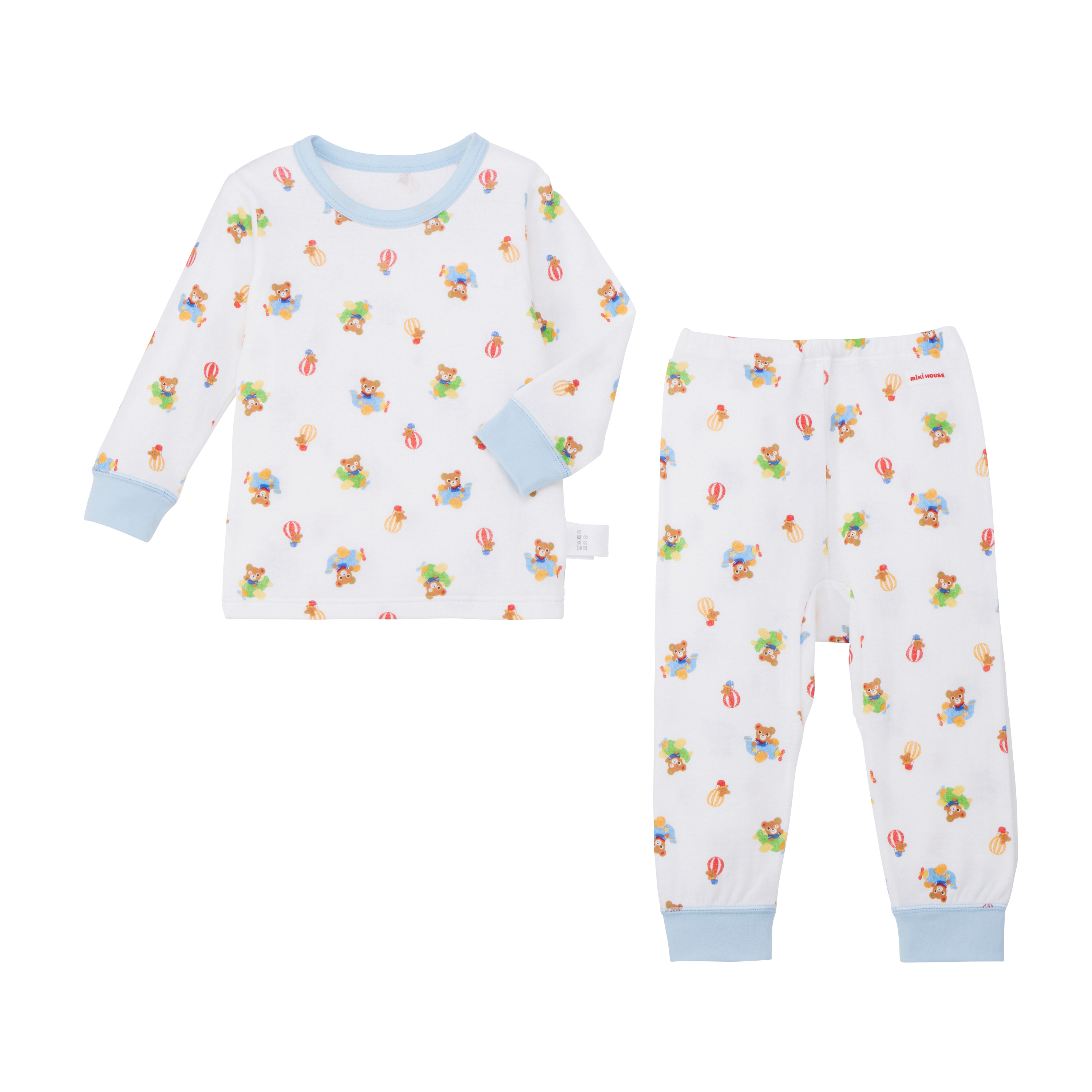 普吉熊飛機-PUREVEIL針織紗布睡衣組-白