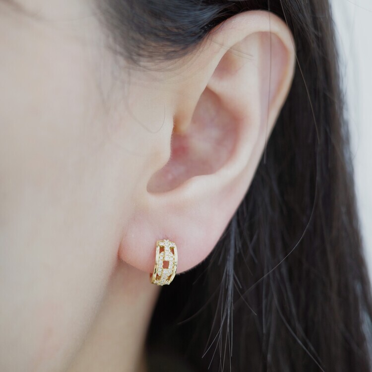 天然鑽石圈耳環