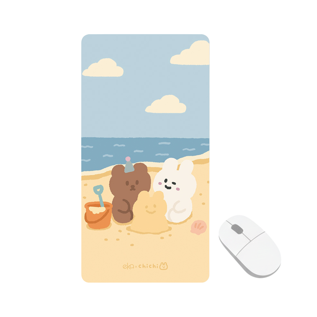 【ekax x 87小兔】三合一多功能滑鼠墊 標準尺寸-沙灘派對