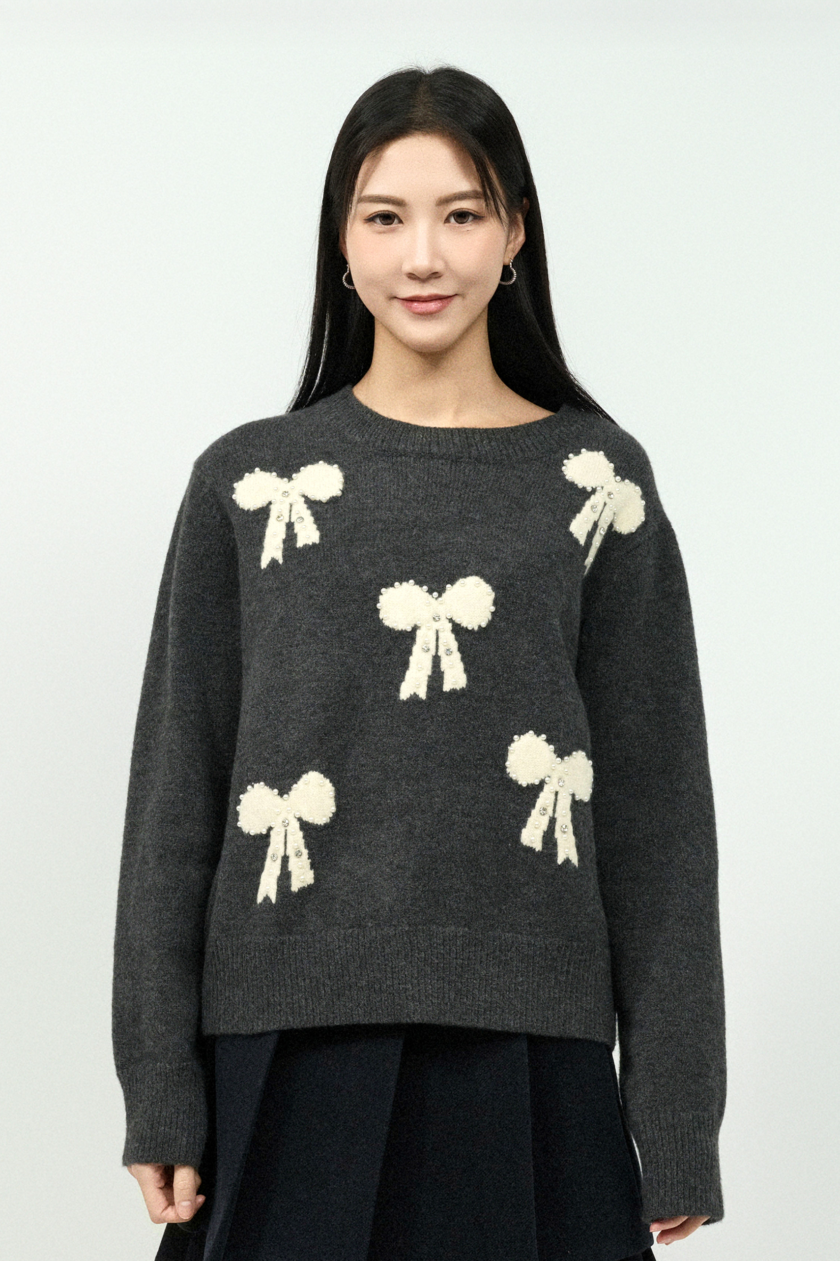 珍珠閃石蝴蝶結織花冷衫（預購產品）