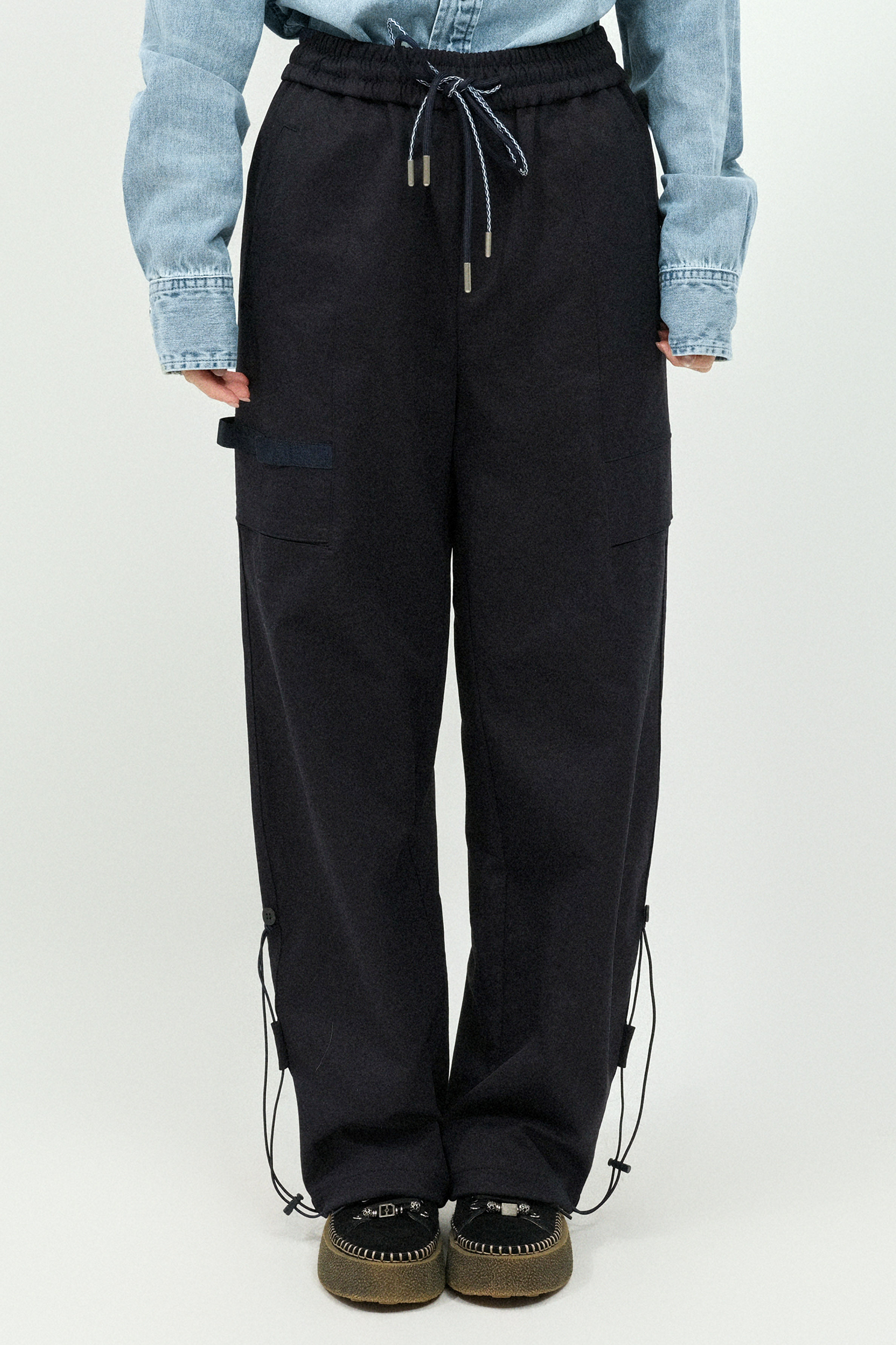 裝飾束腳繩闊褲 (現貨款式）