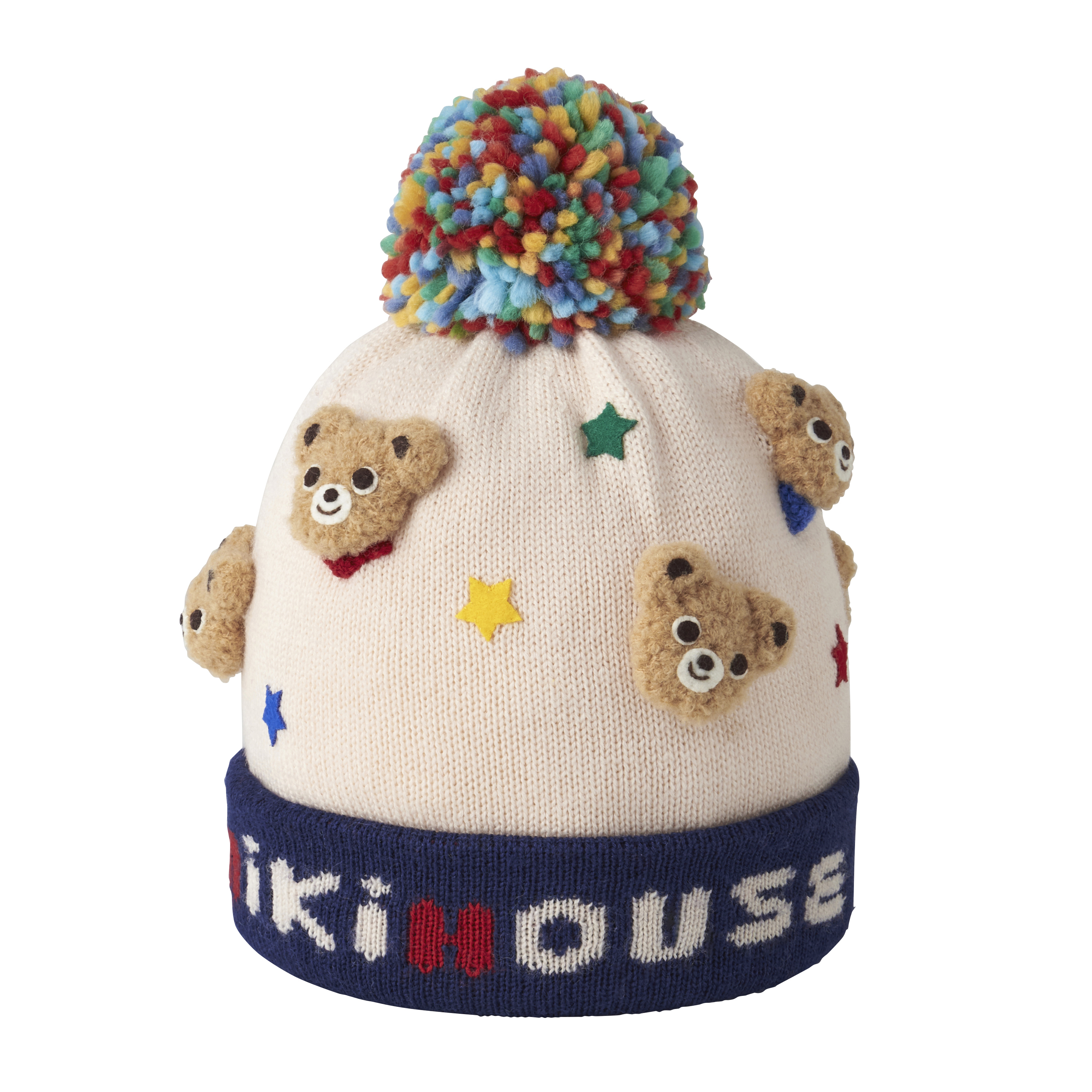 普吉熊毛球針織毛帽-海軍藍