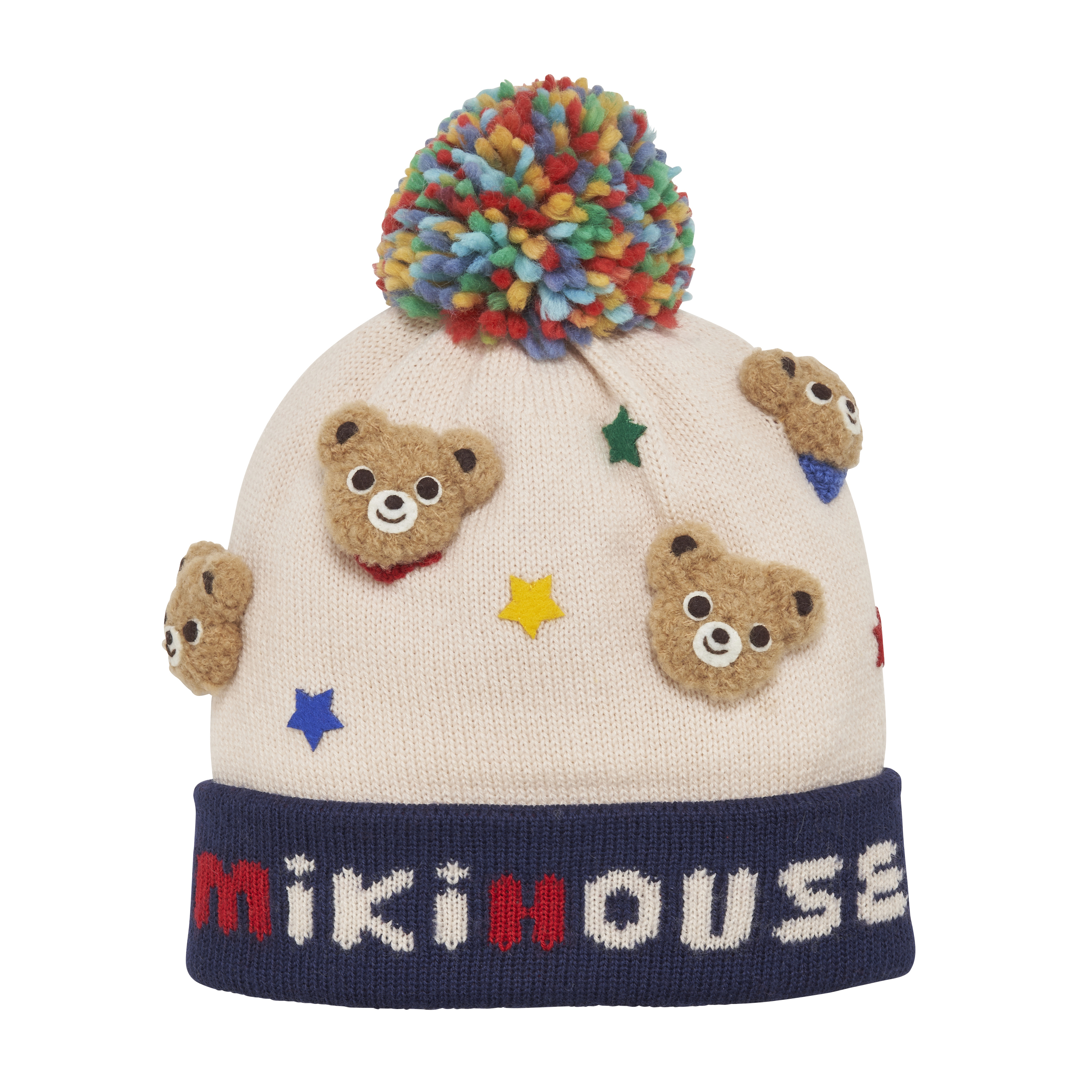 普吉熊毛球針織毛帽-海軍藍