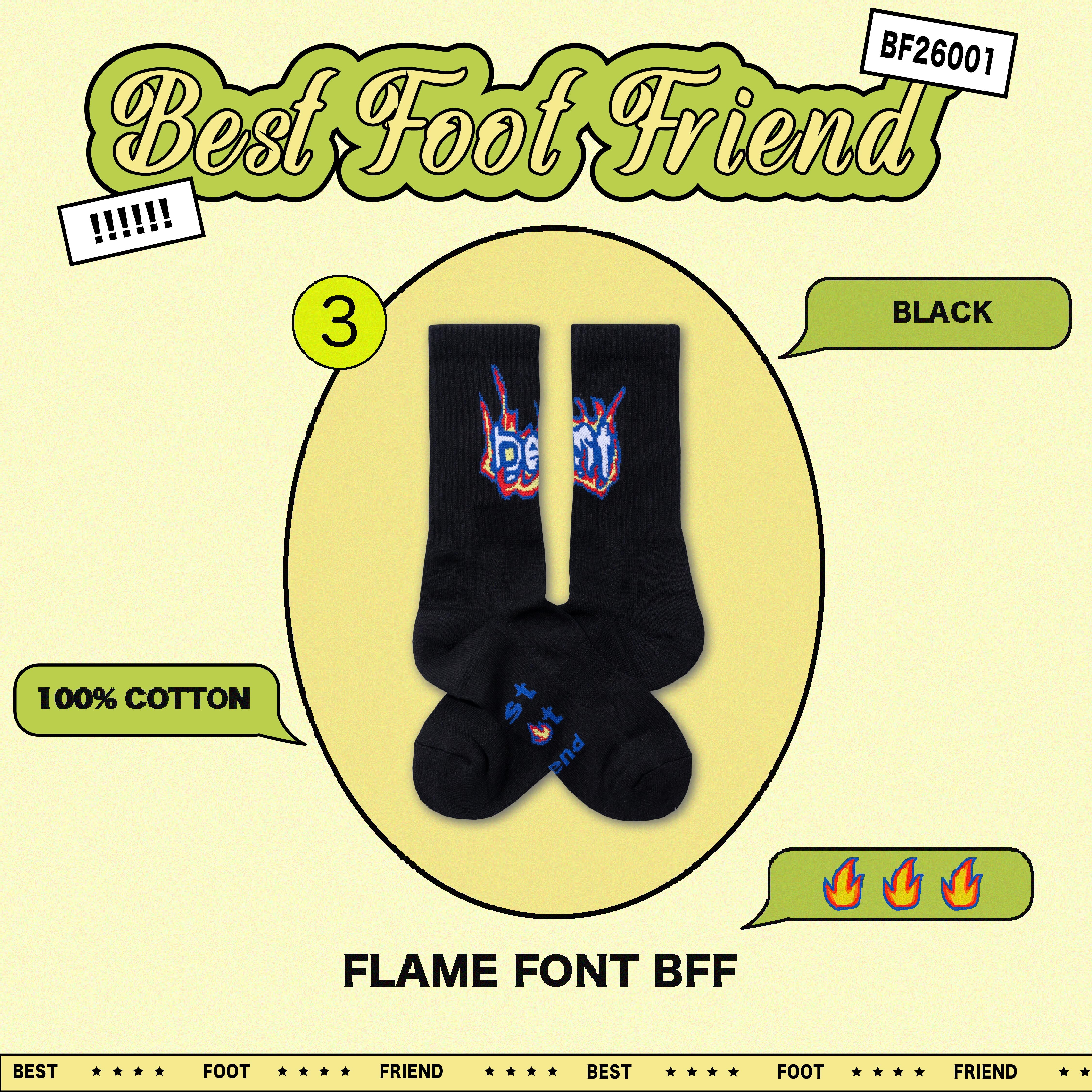 BFF Flame Font 火焰字體長襪【BF26001】