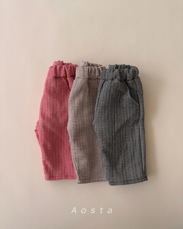 正韓春aosta 三色豆腐格直筒褲