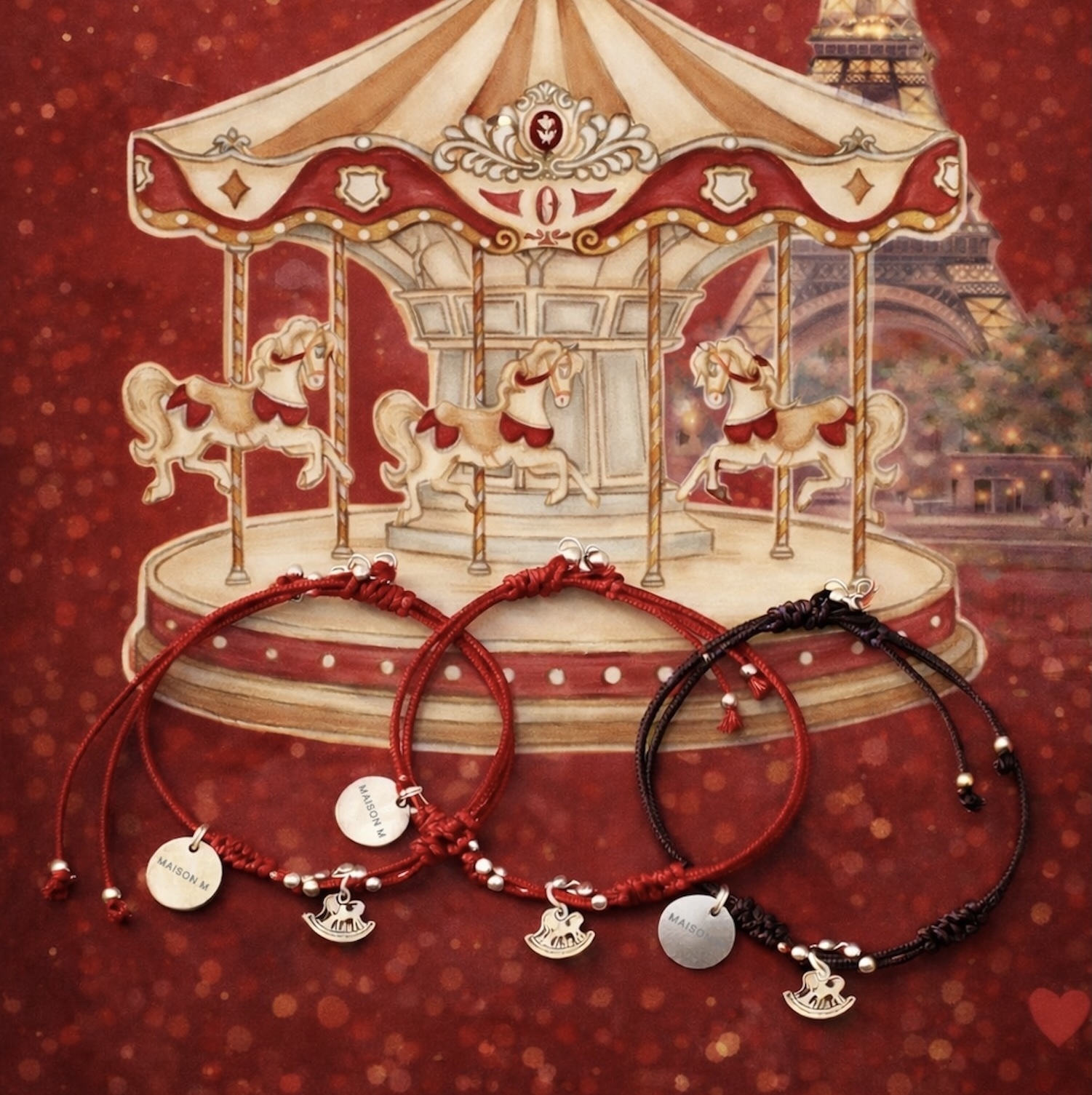 Maison M-Manège Porte Bonheur｜旋轉木馬好運手鏈-酒釀紅