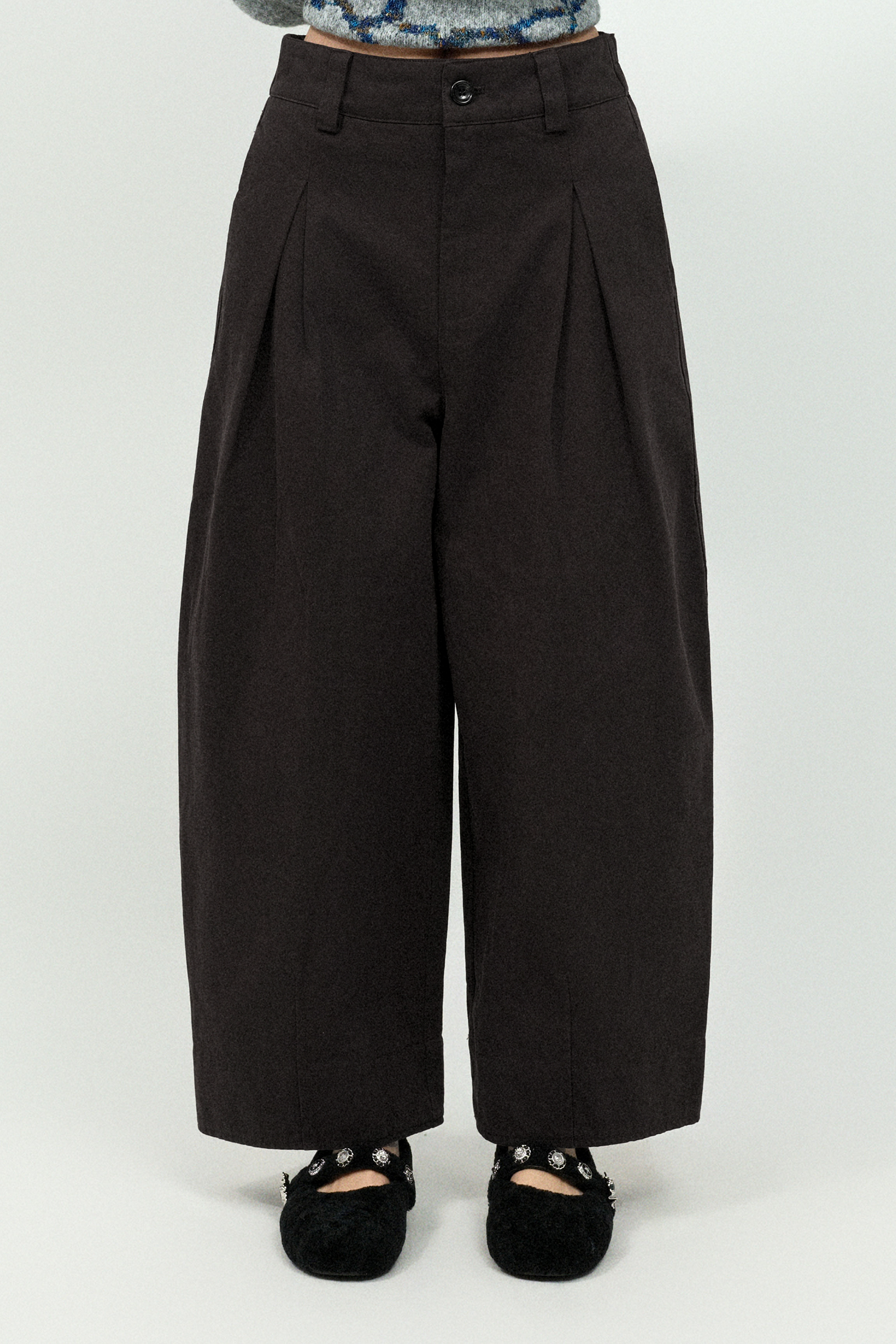 工字褶斜布闊褲 (現貨款式）