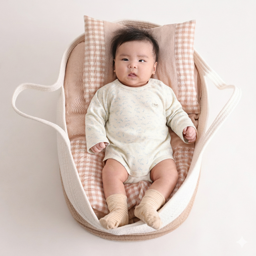 有機棉幼兒柔適長袖連身衣-淺藍魚 | 藍天畫布有機棉