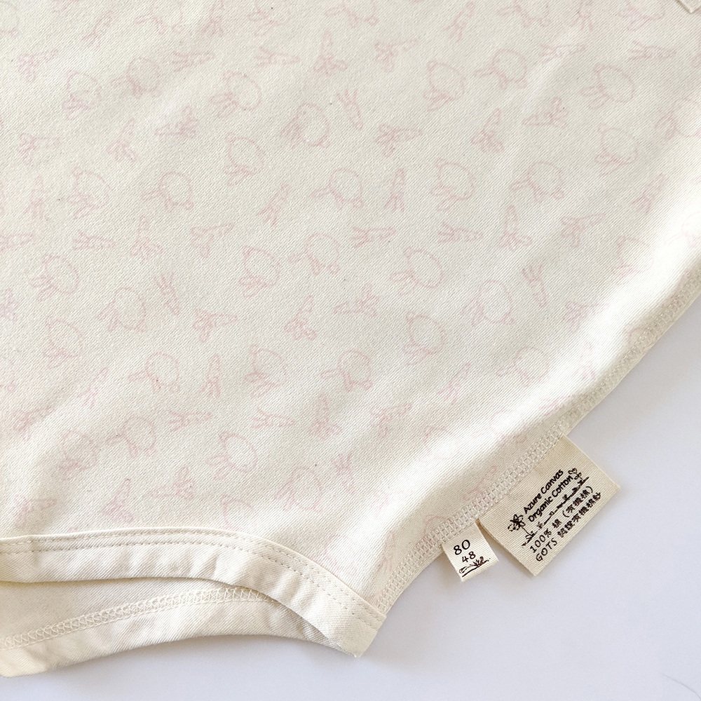 有機棉幼兒柔適長袖連身衣-粉紅兔