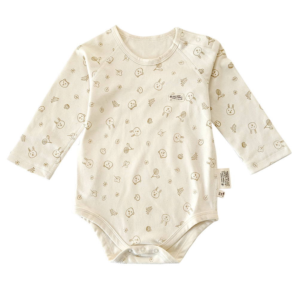 有機棉幼兒柔適長袖連身衣-熊兔 | 藍天畫布有機棉