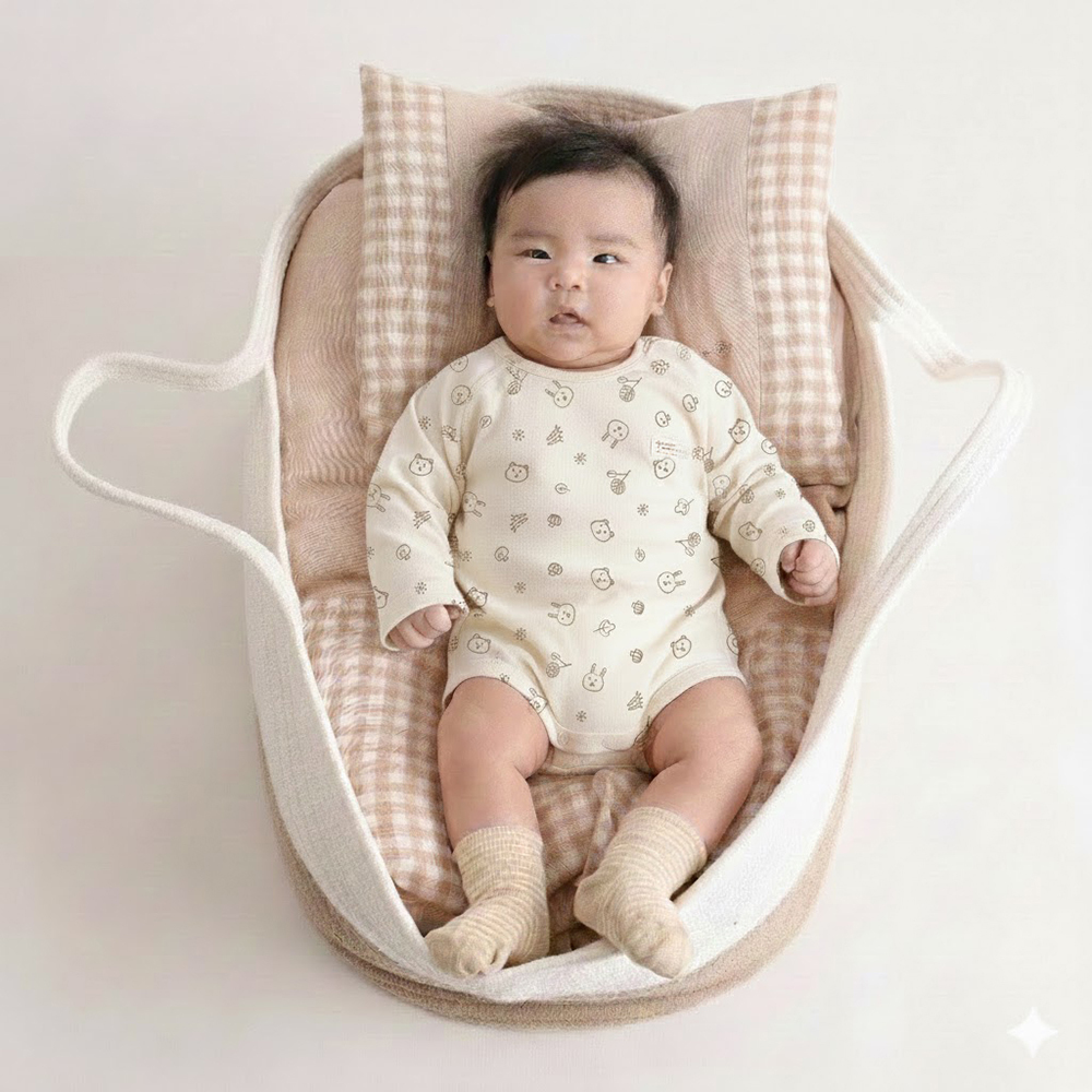 有機棉幼兒柔適長袖連身衣-熊兔 | 藍天畫布有機棉