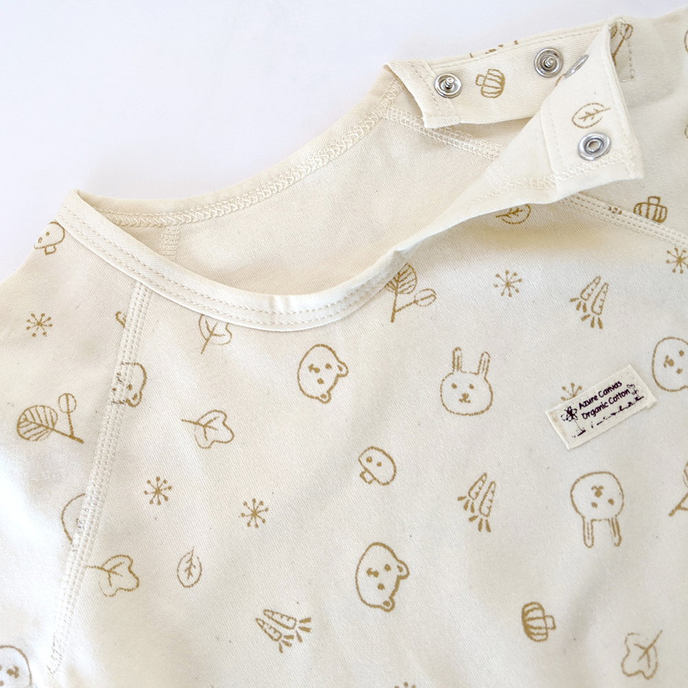 有機棉幼兒柔適長袖連身衣-熊兔 | 藍天畫布有機棉