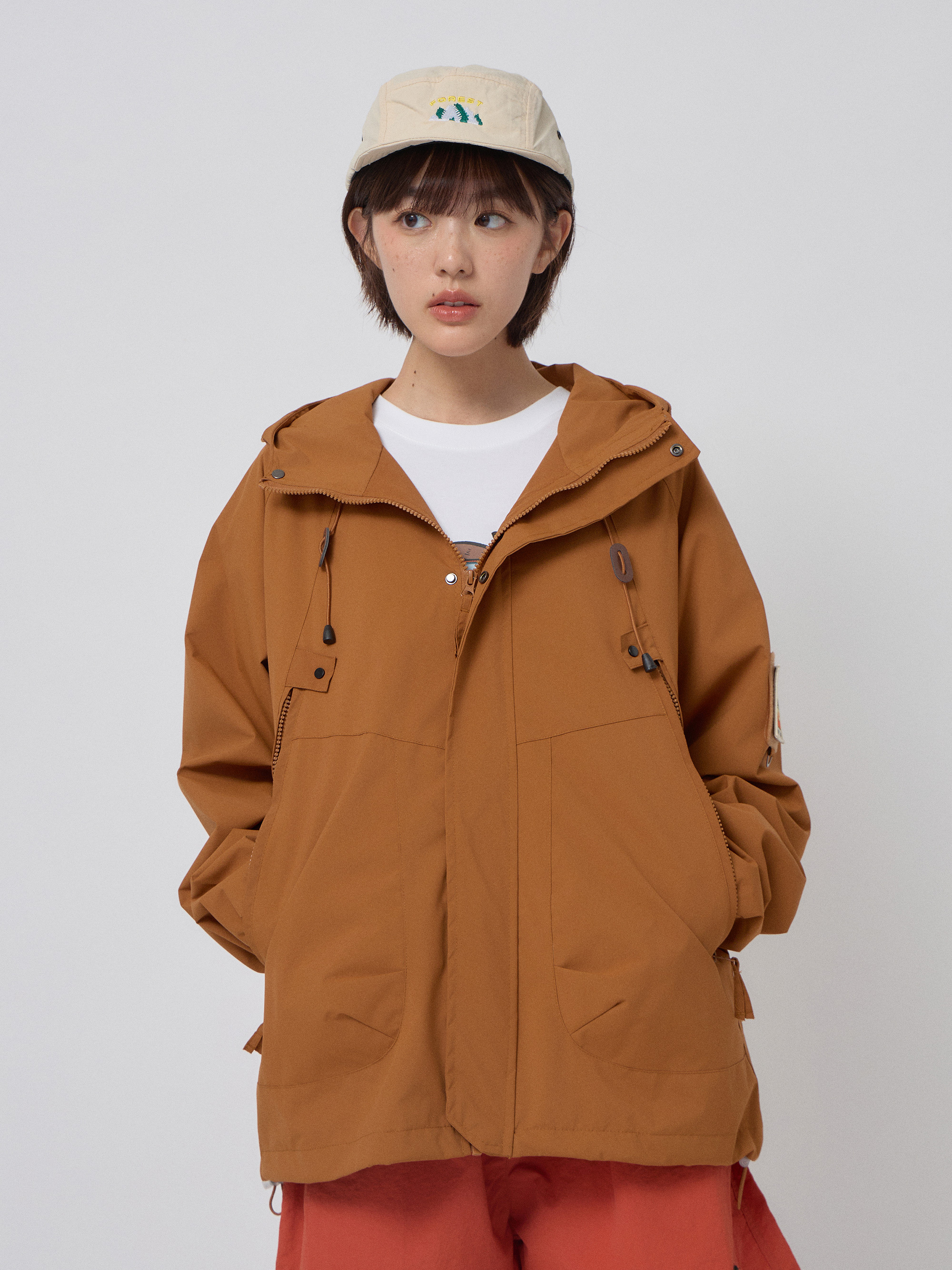 大口袋防潑水連帽外套