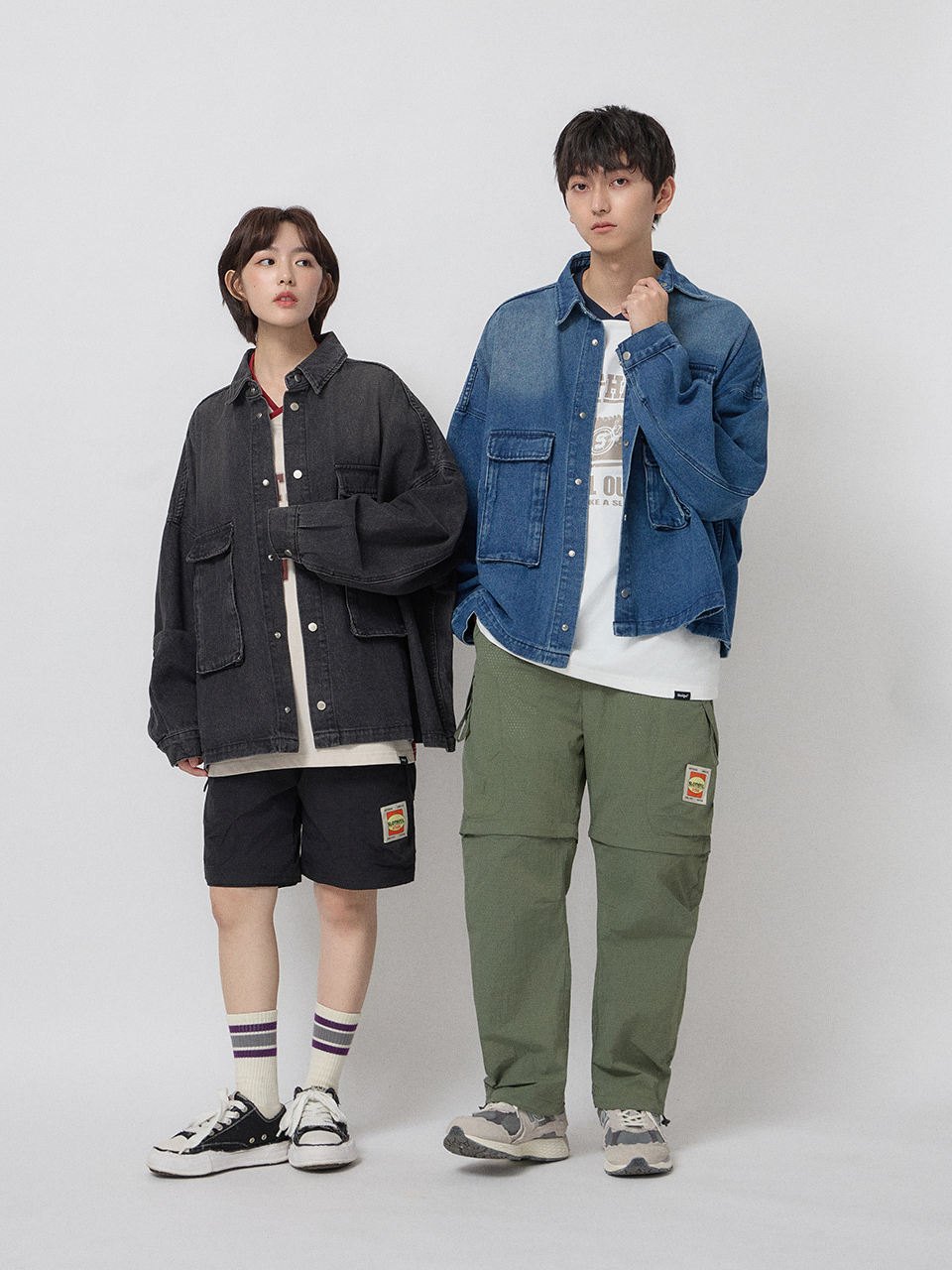 多口袋寬版重磅牛仔外套