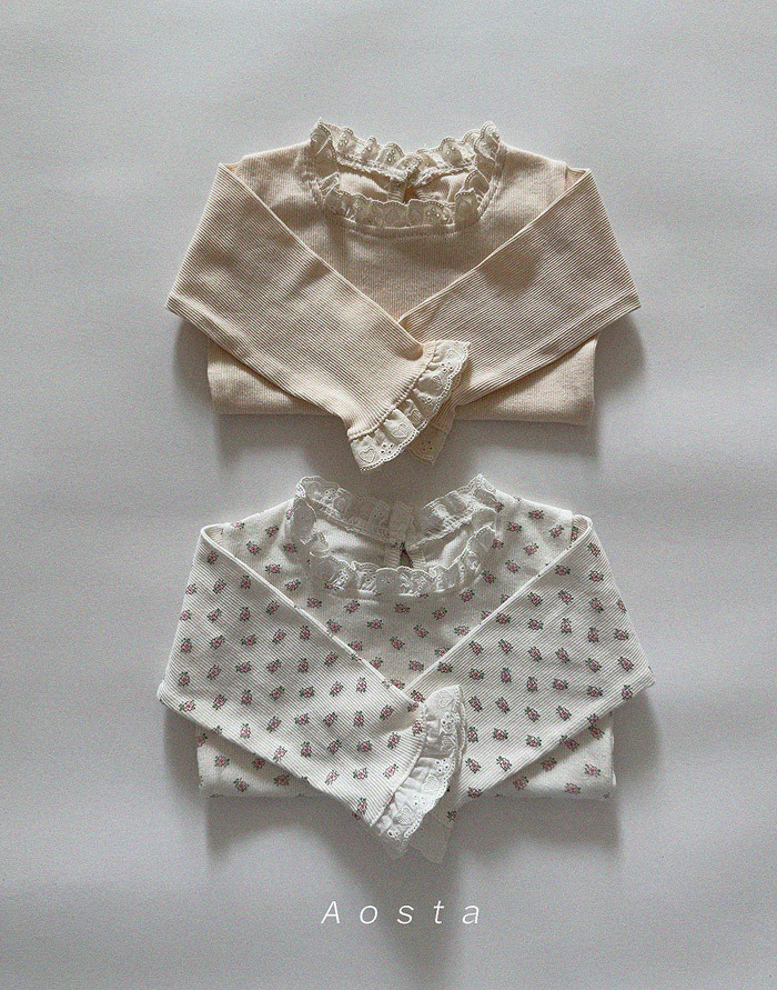 正韓春aosta 兩色蕾絲拼接上衣