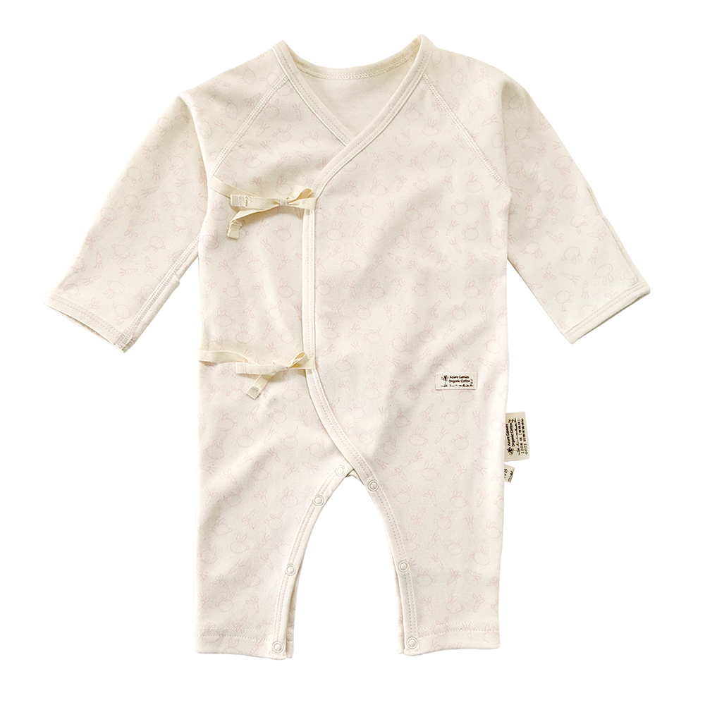 有機棉嬰兒柔適蝶裝肚衣-粉紅兔 | 藍天畫布有機棉