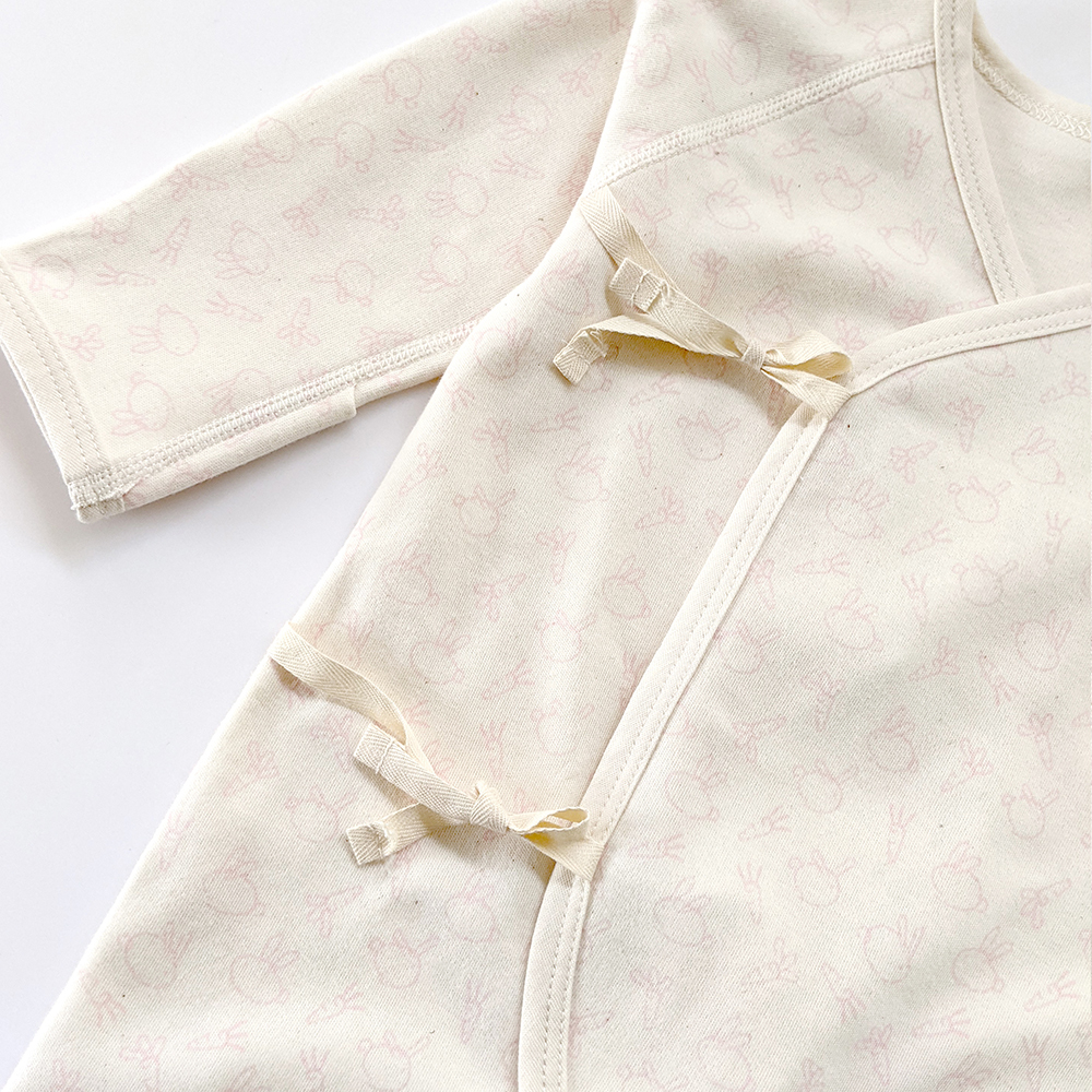 有機棉嬰兒柔適蝶裝肚衣-粉紅兔 | 藍天畫布有機棉