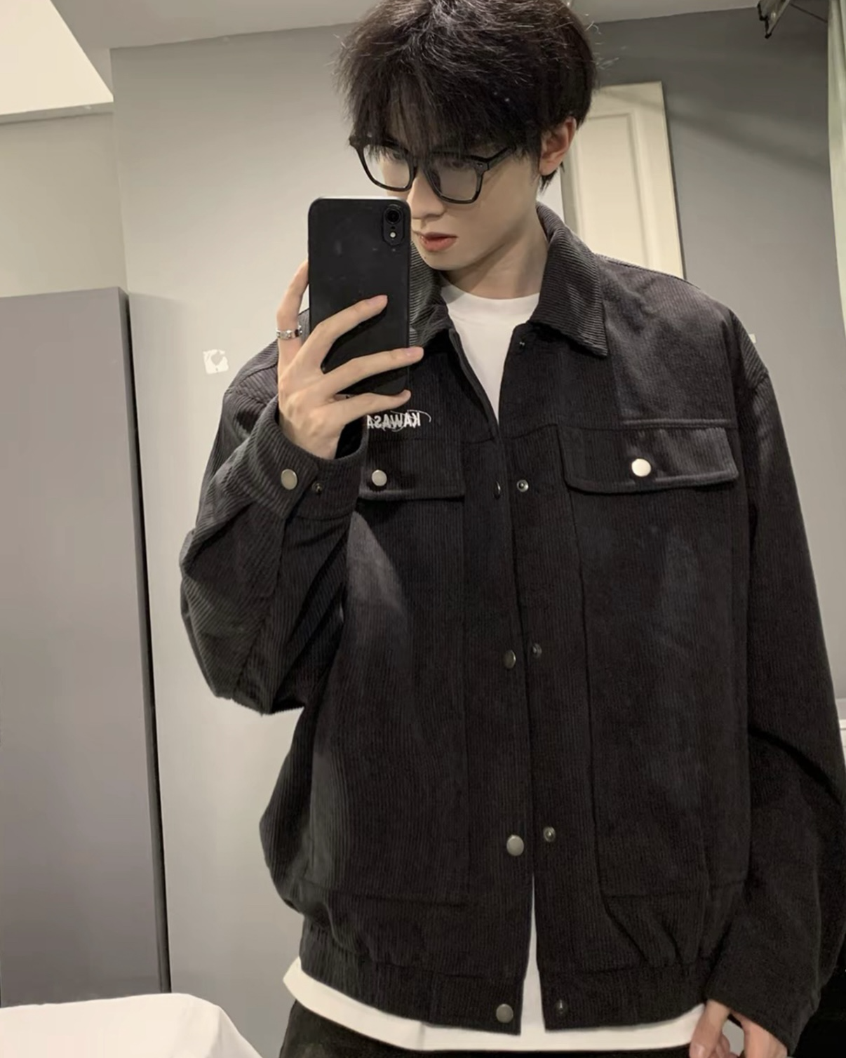 KAWASAKI 川崎 燈心絨外套 保暖 復古 黑 灰 淺卡其 棕