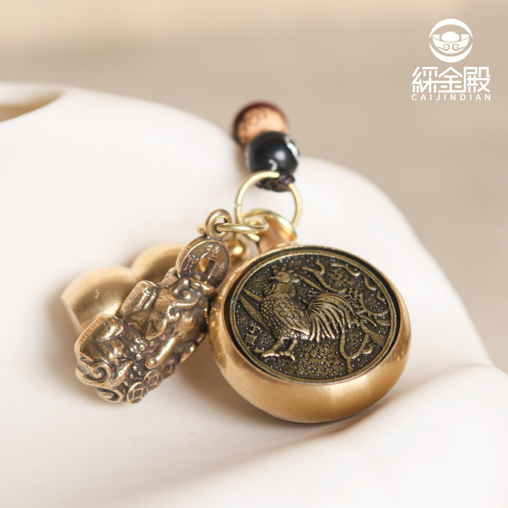 生肖雞-夜光琉璃十二生肖本命佛黃銅吊飾｜不動明王｜掛件｜護身｜生肖｜轉運【綵金殿】