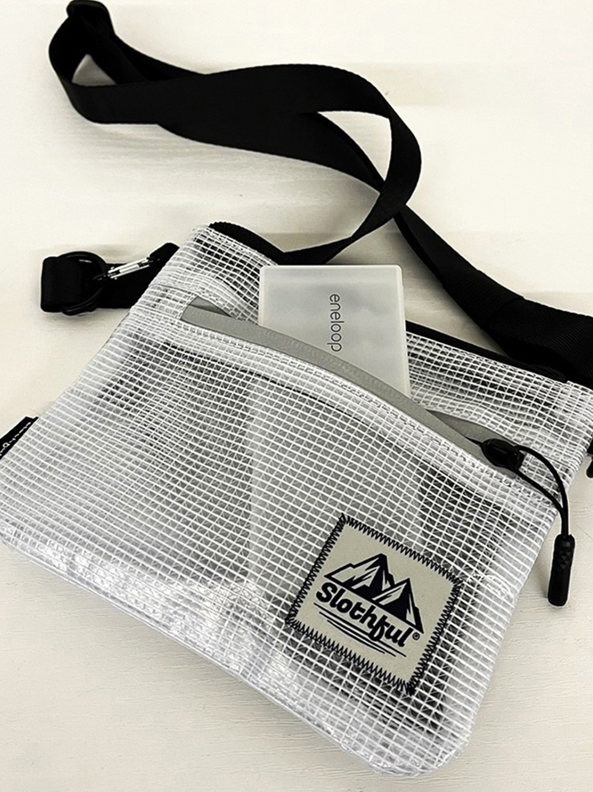 防潑水透明網格單肩小包