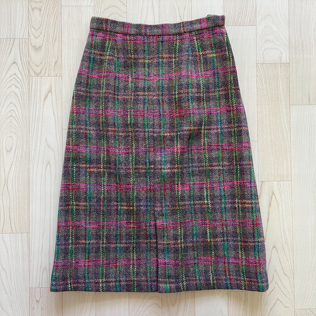 Belle Mode灰色各紋羊毛半裙