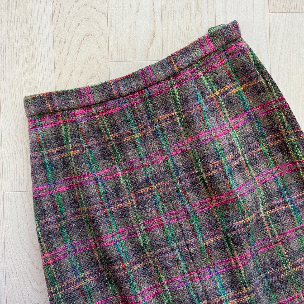 Belle Mode灰色各紋羊毛半裙